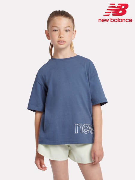 New Balance Blue Girls Athletics Logo T-Shirt (AC7694) | AED146 - AED175