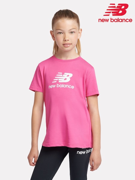 New Balance Pink Girls Stacked Logo T-Shirt (AC7697) | 89 QAR - 109 QAR