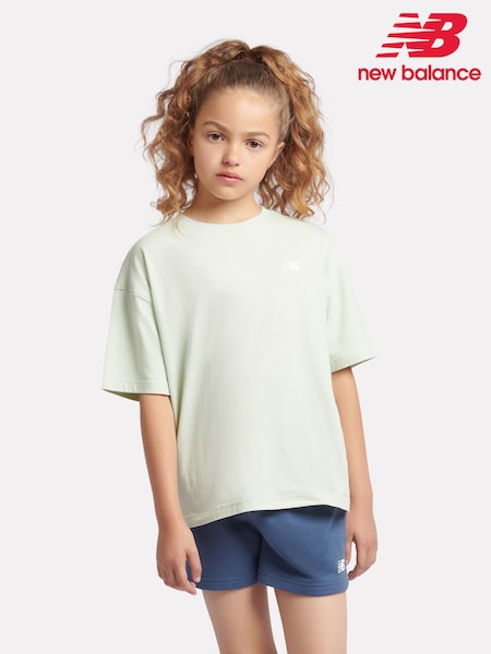 New Balance Green Small Girls Logo 100% Cotton T-Shirt (AC7698) | €29 - €34
