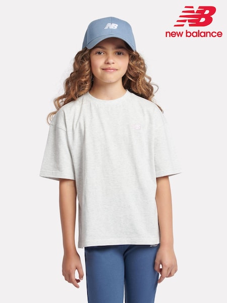 New Balance Grey Small Girls Logo 100% Cotton T-Shirt (AC7703) | AED116 - AED140