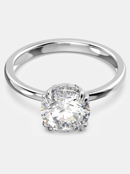 Swarovski White Round Cut Rhodium Plated Constella Cocktail Ring (AC7715) | €126