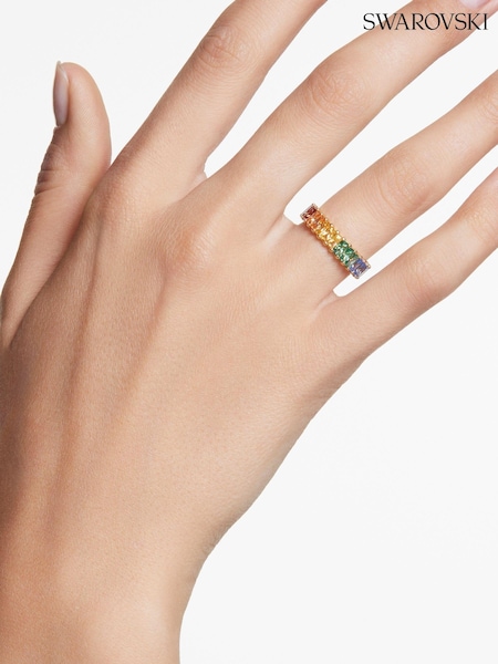 Swarovski Natural Gold Stone Plated Baguette Cut Matrix Ring (AC7721) | € 186