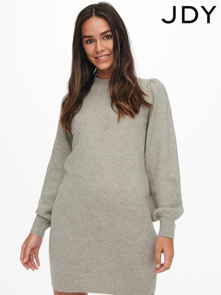 JDY Grey High Neck Knitted Mini Jumper Dress (AC7787) | ₪141