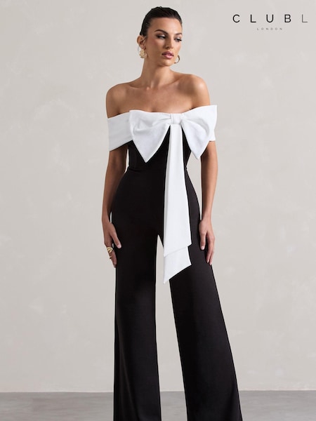 Club L London Bower Bardot Straight Leg Jumpsuit With Bow (AC7791) | 340 LEI