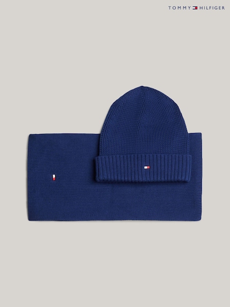 Tommy Hilfiger Small Blue Flag Beanie Scarf Giftpack (AC7800) | AED174