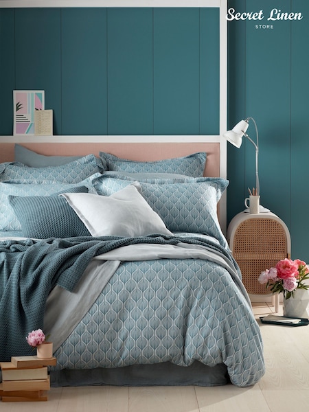 Secret Linen Store Teal Teasels 100% Cotton Duvet Cover (AC7863) | €117 - €143