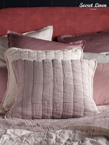 Secret Linen Store Vintage Rose Vivienne 100% Cotton Quilted Cushion Cover (AC7864) | €40