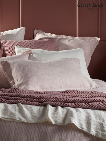 Secret Linen Store Vintage Rose Sid Stripe 100% Linen Pillowcase (AC7869) | €36