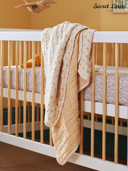 Secret Linen Store Mustard Spot Little Quinn 100% Cotton Baby Quilted Throw (AC7884) | $87
