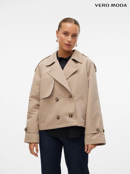 VERO MODA Natural Short Trench Coat (AC7932) | €64