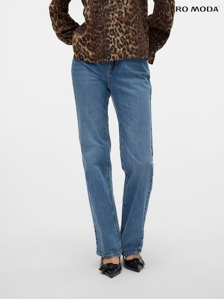 VERO MODA Blue High Waist Full Straight Leg Jeans (AC7937) | €37