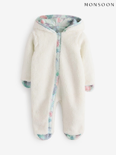 Monsoon Natural Newborn Floral Teddy Pramsuit (AC8123) | €23