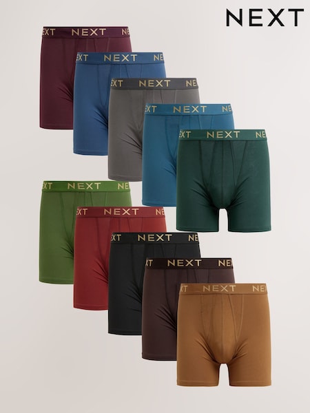 Rich Purple/Green/Orange Colour 10 pack Sports Longer Length A-Front Boxers (AC8130) | €53
