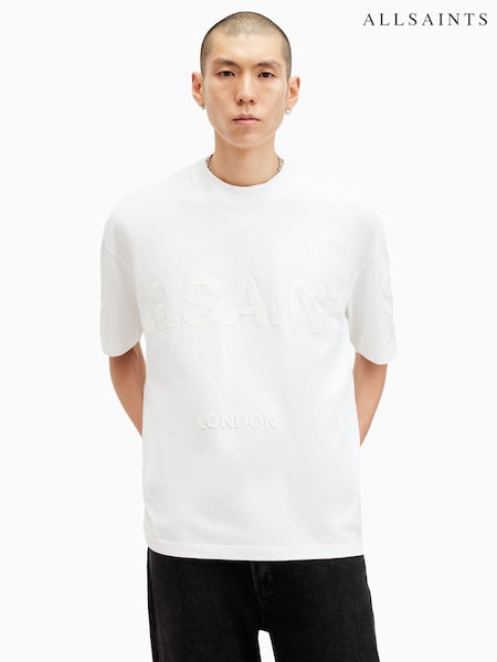 AllSaints Off White Biggy Short Sleeve Crew T-Shirt (AC8148) | ₪297