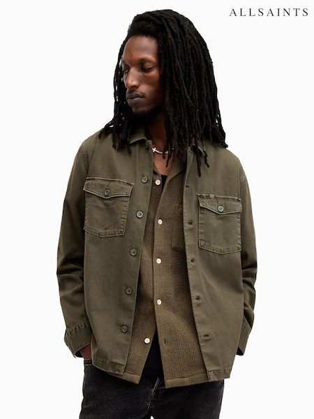 ירוק - Allsaints Spotter Long Sleeve Shirt (AC8163) | ‏548‏₪