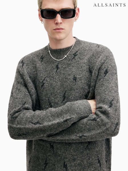 AllSaints Grey Zap Crew Jumper (AC8197) | €228