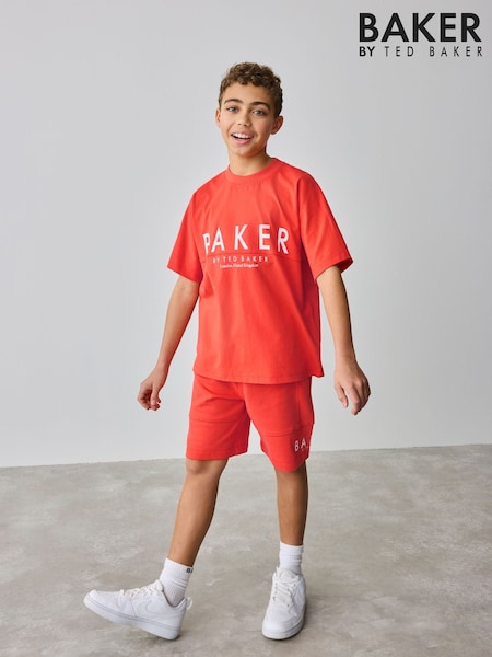 Baker by Ted Baker Oversized Red T-Shirt and Shorts Set (AC8231) | ₪161 - ₪196