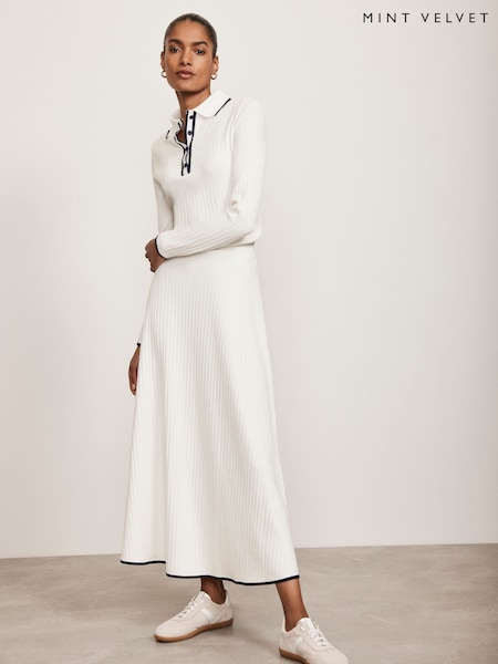 Mint Velvet White Contrast Hem Skirt (AC8246) | AED281