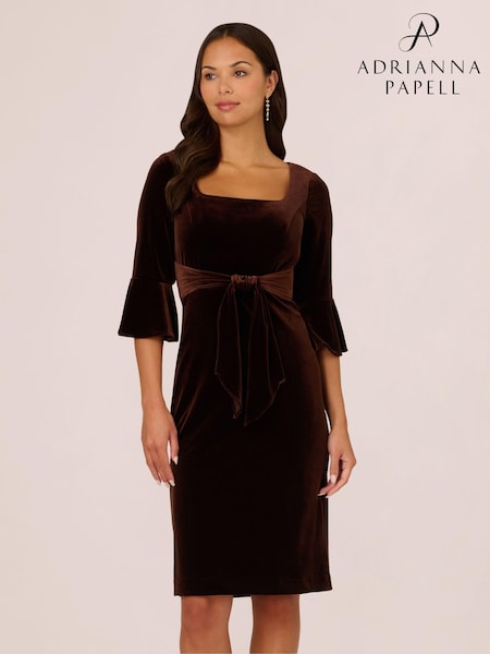 Adrianna Papell Tie Front Brown Dress (AC8256) | €98