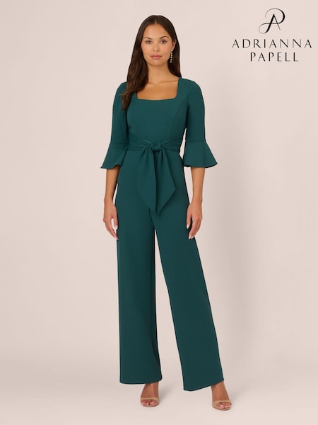Adrianna Papell Knit Crepe Tie Front Jumpsuit (AC8258) | 418 QAR