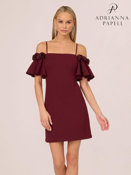 Adrianna by Adrianna Papell Red Knit Crepe Cocktail Dress (AC8259) | 789 LEI