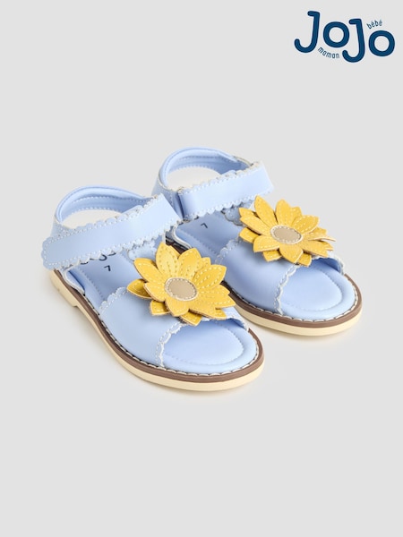 JoJo Maman Bébé Blue Flower Leather Sandals (AC8329) | €41 - €45