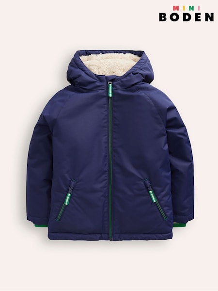 Boden Blue Sherpa Lined Anorak Coat (AC8399) | ₪246 - ₪277