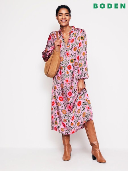 Vaaleanpunainen - Boden Jasmine Satin Midi Dress (AC8402) | €149