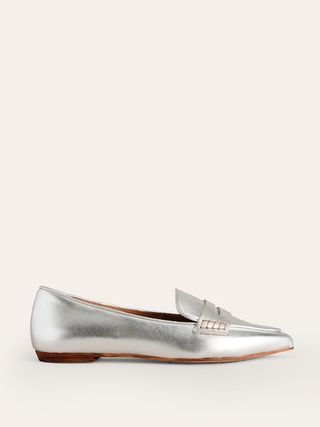 Boden Silver Pointed Loafers (AC8407) | €75