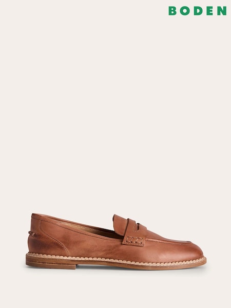 Boden Brown Structured Penny Loafers (AC8417) | 544 QAR