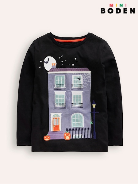 Boden Black Lift The Flap 100% Cotton Halloween T-Shirt (AC8456) | 52 QAR - 57 QAR
