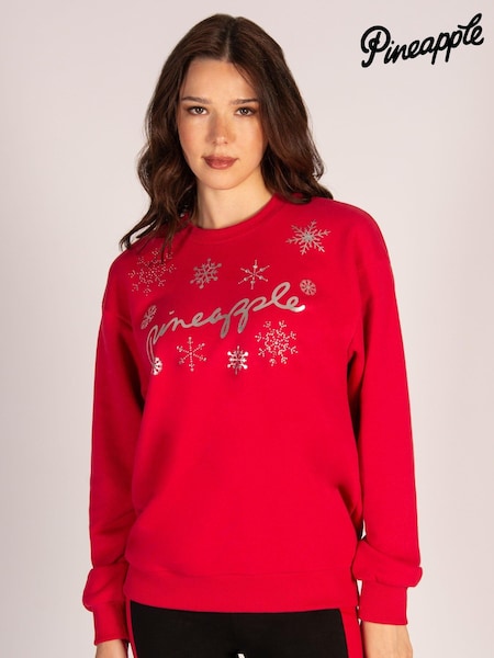 Pineapple Red Womens Snowflake Christmas Sweatshirt (AC8473) | €20