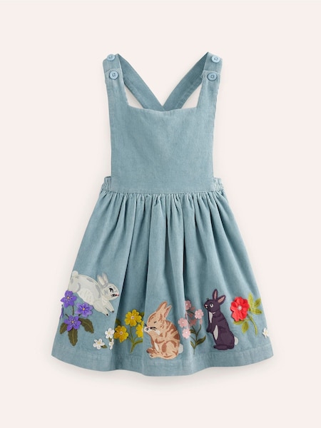 Boden Blue Cord Appliqué Pinafore Dress (AC8488) | AED158 - AED183