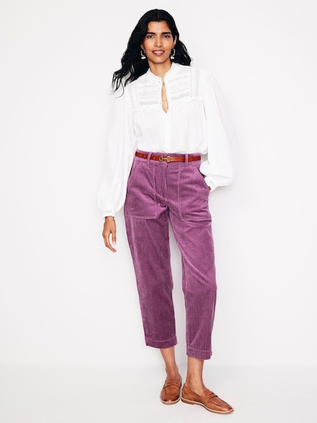 Violet - Pantaloni cargo conici din catifea reiată Boden 100% bumbac (AC8533) | 360 LEI