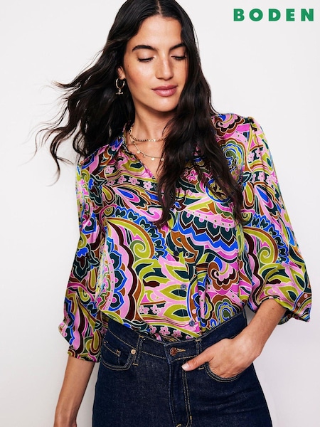 Boden Green Hammered Satin Shirt (AC8550) | 380 QAR
