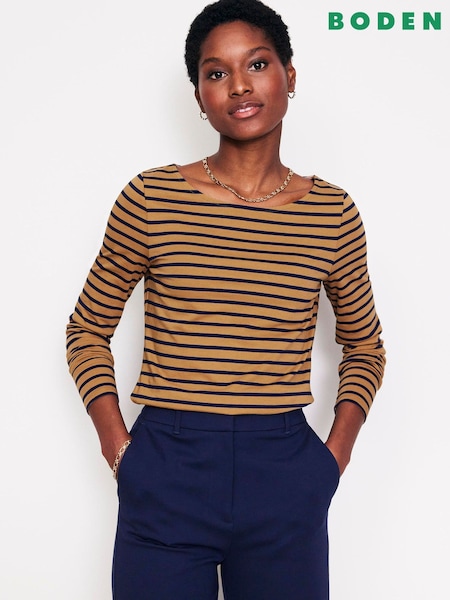 Boden Ella Long Sleeve Breton 100% Cotton T-Shirt (AC8574) | 149 LEI