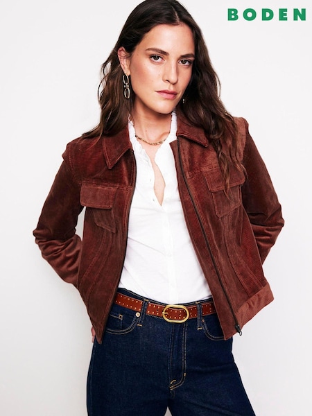 Boden Red Cord Zip Through Jacket (AC8581) | €62