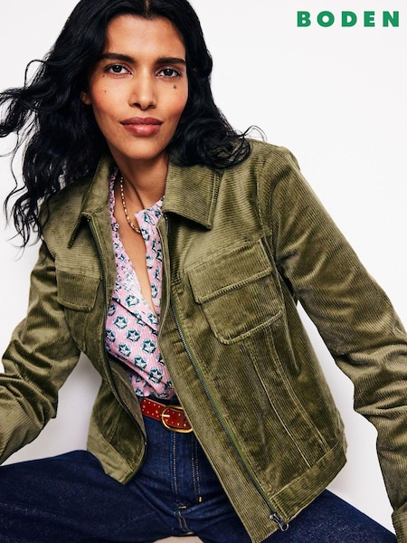 Grün - Boden Cord Zip Through Jacket (AC8595) | 74 €