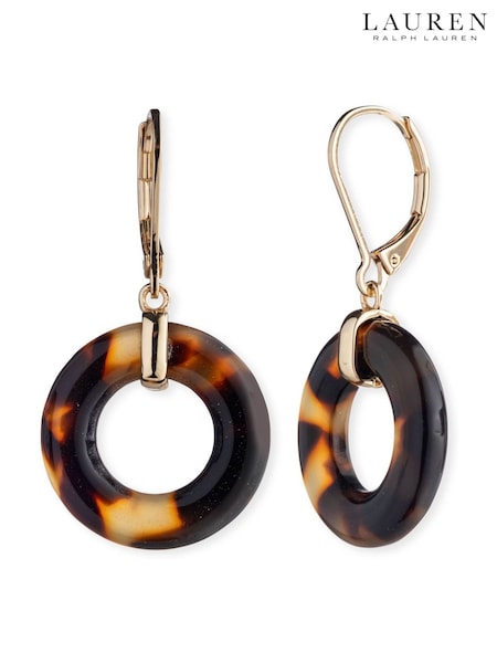 Lauren Ralph Lauren Gold Tone Montgomery Tortoiseshell Drop Earrings (AC8600) | 246 LEI