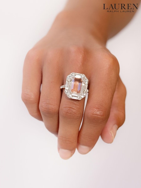 Lauren Ralph Lauren Pearson Silver Tone and Clear Crystal Baguette Ring (AC8603) | €41.50
