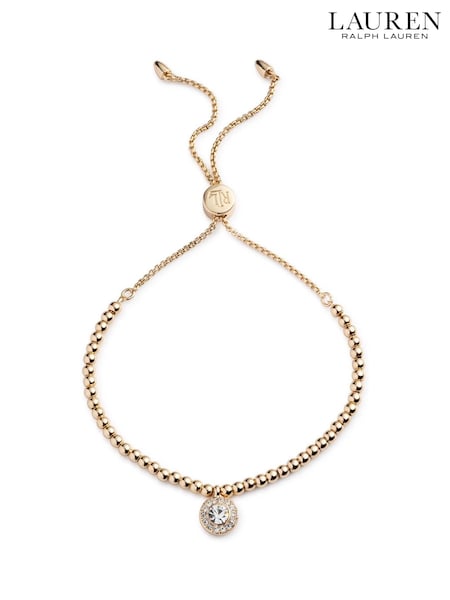 Lauren Ralph Lauren Gold Tone Elisabetta Pavé Bead Slider Bracelet (AC8611) | 287 LEI