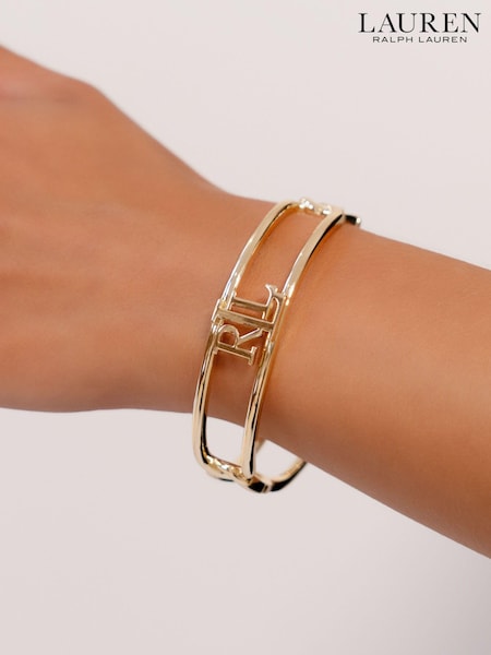 Lauren Ralph Lauren Gold Tone Chambray Logo Bangle (AC8633) | €65