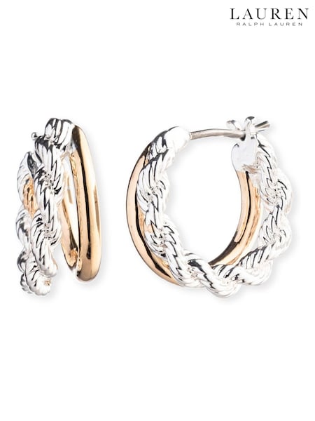 Lauren Ralph Lauren Gold Tone Sirenetta 15mm Split Hoop Earrings (AC8641) | €30