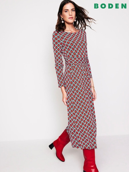 Boden Orange Amelie Long Sleeve Midi Dress (AC8663) | €47.50