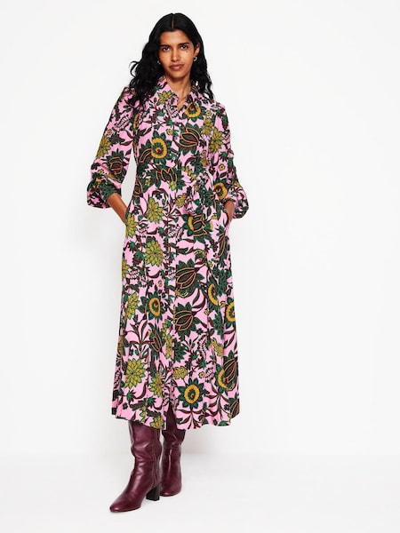 Boden Pink Martha Godet Maxi Shirt Dress (AC8680) | €225
