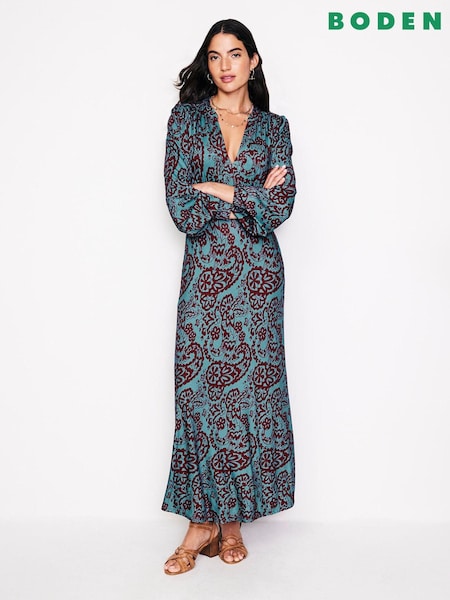 Boden Blue Ivy Smocked Midi Dress (AC8683) | €59