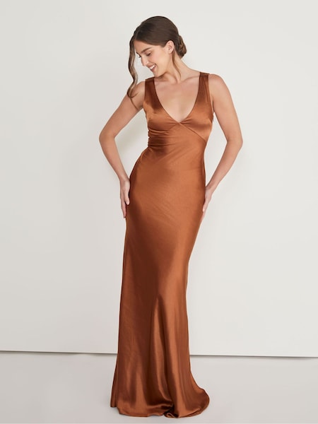 Six Stories Twist Back Satin Bridesmaid Dress (AC8728) | €203