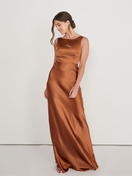 Six Stories Cowl Back Satin Bridesmaid Dress (AC8732) | €203