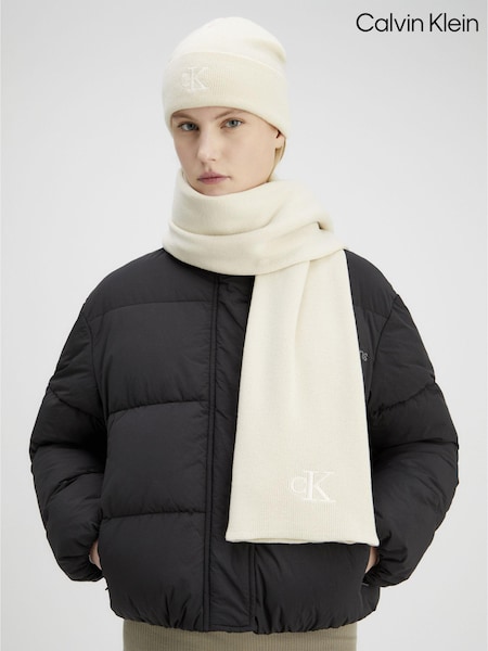 Calvin Klein Natural Monogram Embroidered Scarf (AC8796) | €34