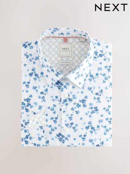 білий/синій Watercolor Dtisy квітковий - принт стандартний крій 100% Cotton Single Cuff формальні сорочки (AC8808) | 1 411 грн